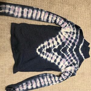We The Free Tie-Dye Cowl Sweater - Navy and White